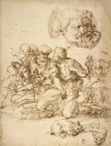 一群牧羊人及其他研究 作者 阿戈斯蒂诺·卡拉奇（Agostino Carracci）