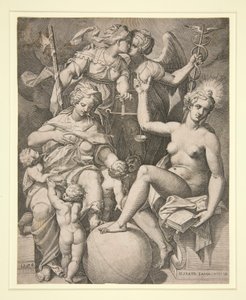 慈善、正义、真理与和平 作者 Agostino Carracci