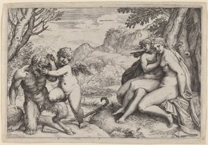 潘驯服爱神 作者 阿戈斯蒂诺·卡拉奇（Agostino Carracci）