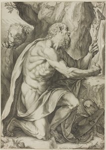 忏悔中的圣杰罗姆 作者 阿戈斯蒂诺·卡拉奇（Agostino Carracci）