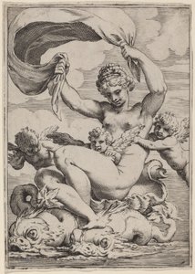 海豚支持的维纳斯或加拉提亚 作者 阿戈斯蒂诺·卡拉奇（Agostino Carracci）