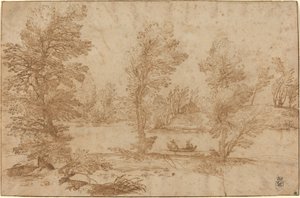 带船的林地河 作者 阿戈斯蒂诺·卡拉奇（Agostino Carracci）