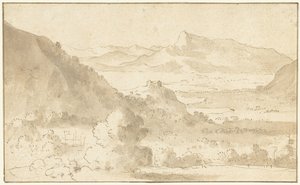 湖光山色与城堡 作者 阿戈斯蒂诺·塔西（可能）