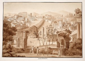 Forum Romanum，1833年（用棕色水洗蚀刻） 作者 阿戈斯蒂诺·托法内利