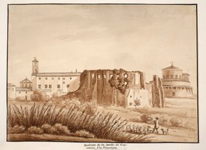 君士坦丁家族的竞技场，Via Nomentana，1833年（用棕色水洗蚀刻）