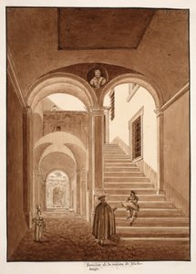 1833年米开朗基罗之家的内部（用棕色水洗蚀刻） 作者 Agostino Tofanelli