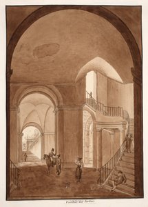 Palazzo Caetani all&39;Orso的花园前厅，1833年（用棕色水洗蚀刻） 作者 阿戈斯蒂诺·托法内利
