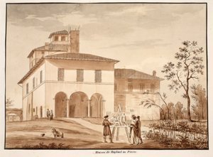1833年在Pincio的拉斐尔之家（用棕色水洗蚀刻） 作者 阿戈斯蒂诺·托法内利