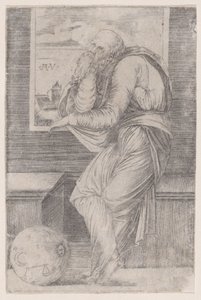 Philoshopher Seated near a Window, ca. 1514-36., ca. 1514-36. 作者 阿戈斯蒂诺·韦内齐亚诺