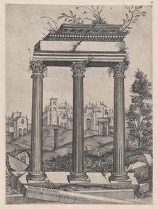Speculum Romanae Magnificentiae：安东尼努斯和福斯蒂娜神庙，16世纪，16世纪。 作者 阿戈斯蒂诺·威尼斯。