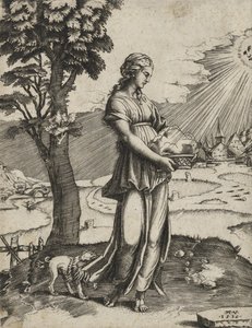 Cumaean Sybil，1516年（在纸上雕刻） 作者 阿戈斯蒂诺·韦内齐亚诺