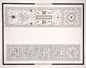 马赛克标本，来自皇帝陵墓，c。 1815（铅笔，钢笔，墨水，w - c） 作者 阿格拉学校