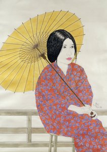 伞，1996年（墨水，卫生纸，水粉和纸上的木炭） 作者 艾伦·伯恩