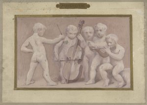 巴黎市政厅节日厅草图：音乐，1889 至 1895 年间（铅笔油画，纸张） 作者 阿尔伯特·奥伯特