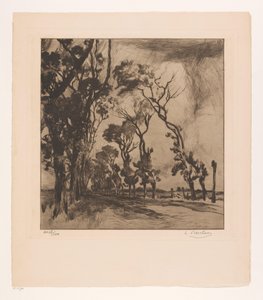 奥斯坦德大道景观 作者 Albert Baertsoen（艺术家签名）