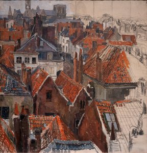 根特的屋顶（未完成版本），c.1920-22（布面油画）
