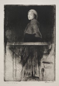 披着斗篷的女人，1889年。 作者 保罗·阿尔伯特·贝斯纳德