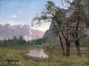 约塞米蒂山谷（纸上油画） 作者 阿尔伯特·比尔施塔特