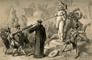 西班牙人摧毁墨西哥偶像，1877年。