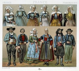 19世纪的布列塔尼服饰--在Racinet的 "Le costume ancien et historique "中 作者 阿尔伯特·查尔斯·奥古斯特·拉西内