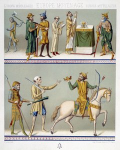 Civilian Costumes in the Middle Ages - in “” The historical costume”” by Racinet 作者 阿尔伯特·查尔斯·奥古斯特·拉西内