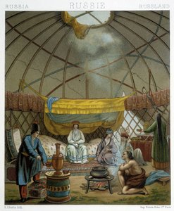 Kalmyk (Russian nomads) in their yurt 作者 阿尔伯特·查尔斯·奥古斯特·拉西内