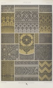 波斯语，板块21来自《多色装饰品》。一百个金、银和彩色的板块》。 作者 阿尔伯特·查尔斯·奥古斯特·拉西内