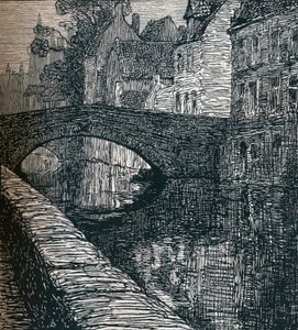 布鲁日：Le Quai Vert The Green Quay, 1916, 1917年 作者 阿尔伯特·德尔斯坦奇