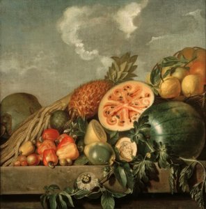 菠萝、甜瓜和其他热带水果的静物画 作者 阿尔伯特·埃克豪特