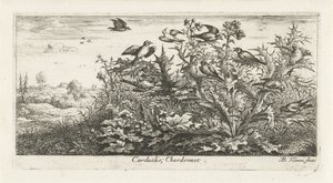 蓟中金翅雀的风景
Carduëlis; Chardonnet.(物体上的标题）
鸟之书（系列名称）
Livre d