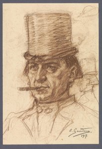 一个身份不明的男人的肖像 作者 Albert Geudens（艺术家签名）