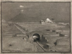 寂静的公路，庞贝，约 1904 年（水彩画） 作者 阿尔伯特·古德温