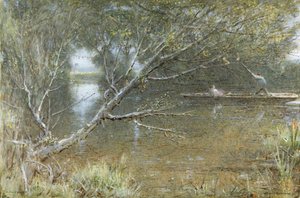 泰晤士河回水，c.1860-c.1932（水彩，人体彩绘，钢笔和纸上墨水） 作者 阿尔伯特·古德温