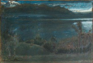 戈绍，卢塞恩湖（纸板油画、水彩、墨水和体彩） 作者 阿尔伯特·古德温