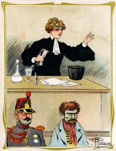 A woman lawyer with a beautiful face, pleads and defends her client looks patient. Advertising, engraving 1902-1903 作者 阿尔伯特·纪尧姆