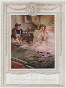 Belle Epoque Paris，醒来的时尚女士（彩色石版画） 作者 阿尔伯特·纪尧姆