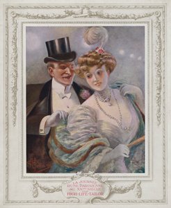 Belle Epoque Paris，时尚女士与她的仰慕者（彩色石版画）