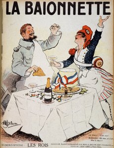Les rois（玛丽安和一个毛茸茸的男人在敬酒）--在 "La Baionnette "中，由阿尔伯特-纪尧姆（1873-1942）绘制，N.d。(20世纪) 作者 阿尔伯特·纪尧姆