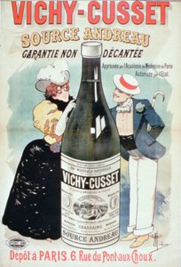 Vichy-Cusset矿泉水的广告海报，巴黎（彩色平印）。 作者 阿尔伯特·纪尧姆