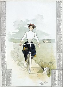 拄着双截棍的女人--纪尧姆的绘画，日历 作者 阿尔伯特·纪尧姆