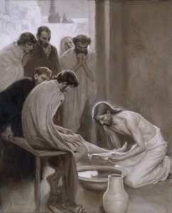 耶稣洗他的门徒的脚，1898年（石油和grisaille在纸上）