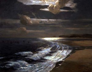 银色月光，圣伊夫湾（布面油画）