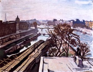 塞纳河和亨利四世纪念碑的景观，c1906年。 作者 阿尔伯特·马尔凯