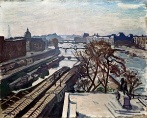 塞纳河景观和亨利四世雕像，c1906。 作者 阿尔伯特·马尔凯