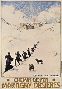 1913年，从Martigny到Orsieres的法国铁路广告宣传海报