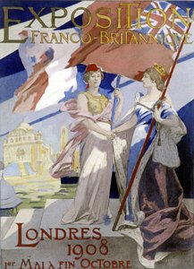 象征法国和英国的两个女人在握手。Albert Maignan（1908年）为1908年在伦敦举行的法英展览制作的海报。