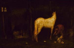 在马厩里，1911年之前。 作者 阿尔伯特·平克汉姆·赖德