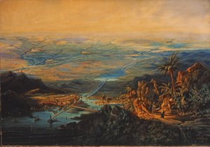 1864 年 11 月的苏伊士运河（布面油画） 作者 阿尔伯特·里格
