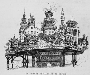 Aircraft Central Station in Notre-Dame - in “” The 20th Century”” by Robida 作者 阿尔伯特·罗比达
