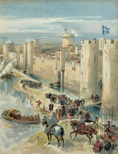 第八次意大利战争（1536-1538）：1538 年 7 月 14 日对艾格·莫尔特（或艾格·莫特的 treve）的采访，法国国王弗朗索瓦一世（1494-1547）与西班牙国王查理五世（1500-1558）会面 和神圣罗马帝国日耳曼帝国的皇帝。 说明 作者 阿尔伯特·罗比达